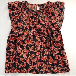 BANANA REPUBLIC FACTORY RUFFLE SMOCKED BLOUSE SIZE XS